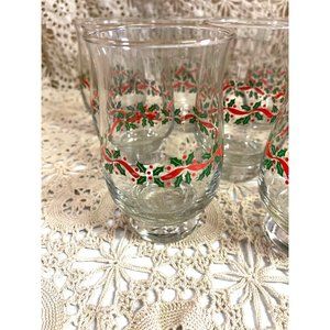 Set of 12 Vintage Libbey Holly Berry Pattern Christmas Tumblers